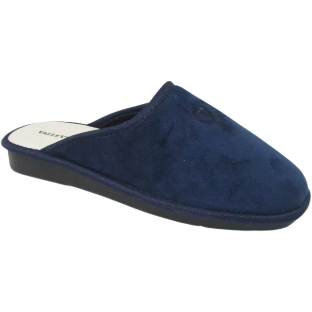 Valleverde Pantofole Con Sottopiede In Pelle Da Uomo Blu 37801