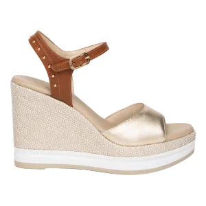 Sandali Con Zeppa Nerogiardini - Scamosciato Tabacco, Zeppa 90mm, Fibbia - Foto 9